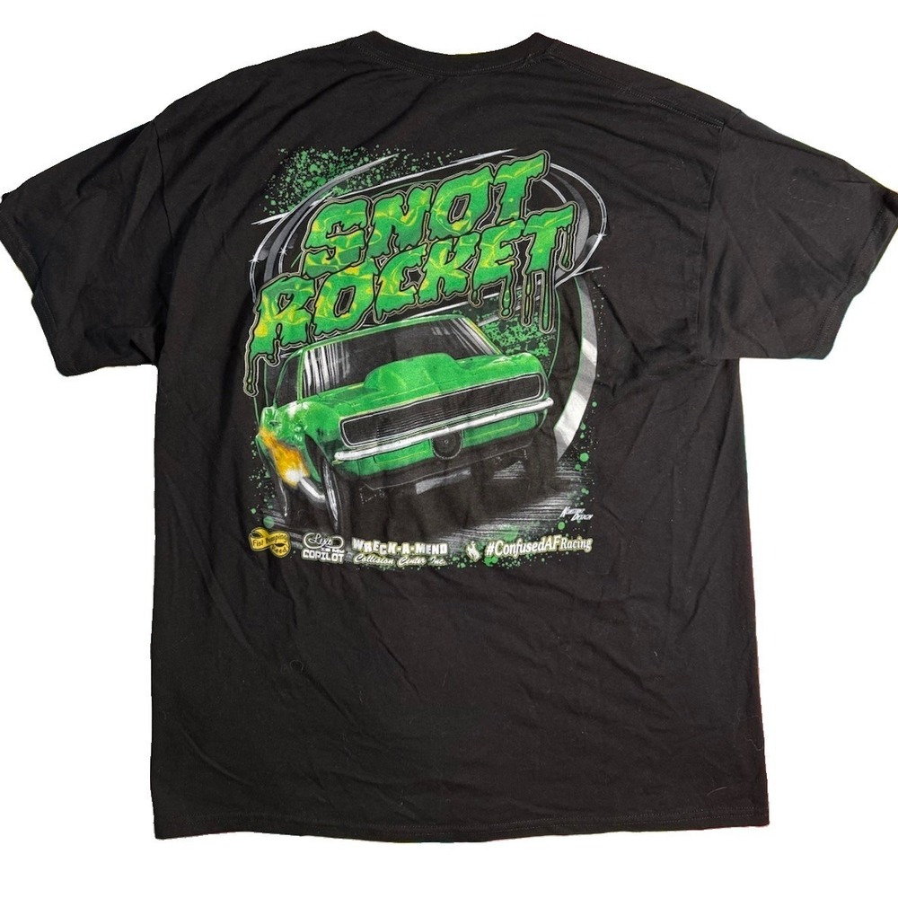 Snot Rocket Race Car Black Green Graphic T Shirt XL EUC Racing - Picture 2 of 6